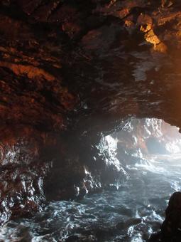 Photo, three sections of caves, cave, rocky skin, 