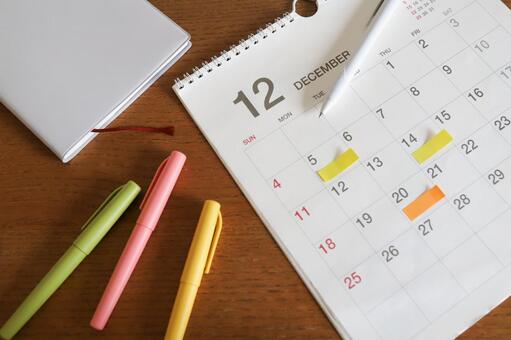 カレンダー　スケジュールイメージ カレンダー,12月,スケジュールの写真素材