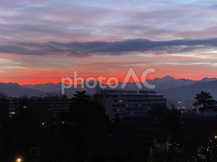 夕暮れ ジュネーブ,スイス,雲の写真素材