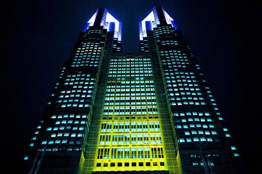 東京都庁舎の夜景 東京都庁舎の夜景の写真