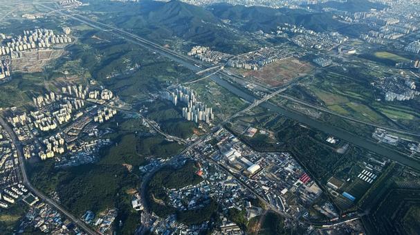 ソウル_飛行機からの風景 ソウル_飛行機からの風景の写真