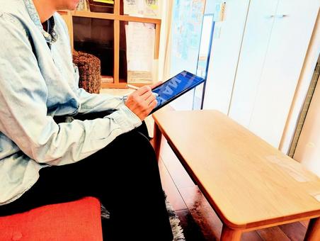 カウンセリング タブレット,カウンセリング,サロンの写真素材