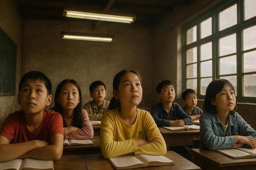 子供たちの真剣な授業風景 子供たちの真剣な授業風景の写真