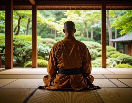 坐禅を組む後ろ姿 坐禅を組む後ろ姿の写真