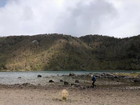 Photo, lake, climbing, female, 