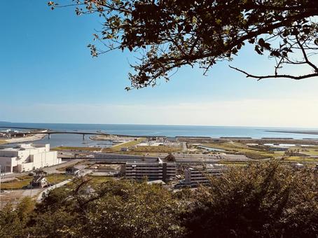 海の見える丘 海の見える丘 日和山公園,海,石巻の写真素材