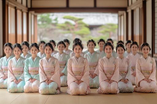 着物姿の女性たちのイメージ 着物姿の女性たちのイメージの写真