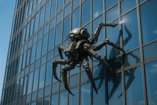 外壁清掃する蜘蛛型ロボット 外壁清掃する蜘蛛型ロボットの写真