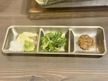 ねぎとニンニクと塩と味噌 ネギ,ねぎ,ニンニクの写真素材