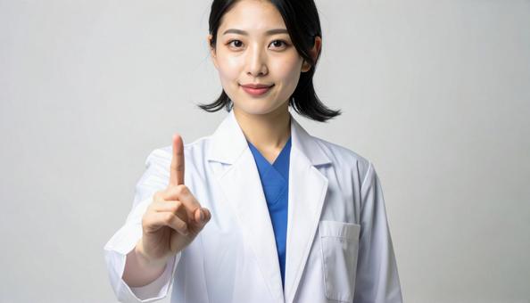 指をさす女医 指をさす女医の写真