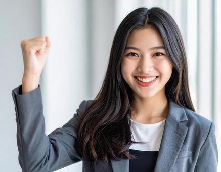 就活女性ガッツポーズ 就活女性ガッツポーズの写真