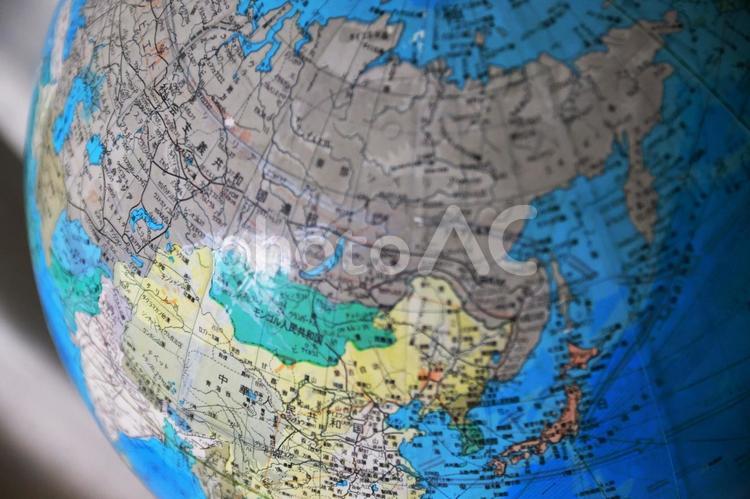 昭和の地球儀に見る旧ソ連とアジアの国々 地球儀,世界地図,地図の写真素材