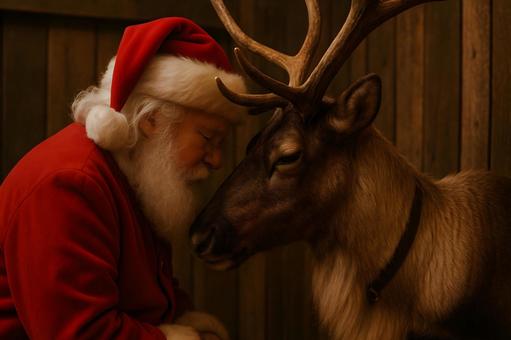 サンタとトナカイの絆の写真