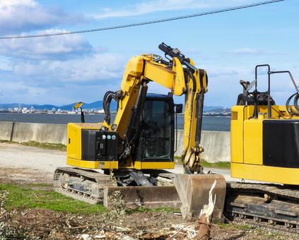 Excavator at a construction site, JPG Excavator at a construction site, JPG