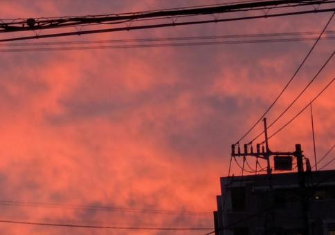 きれいな夕焼けの空 夕焼け,空,夕暮れの写真素材