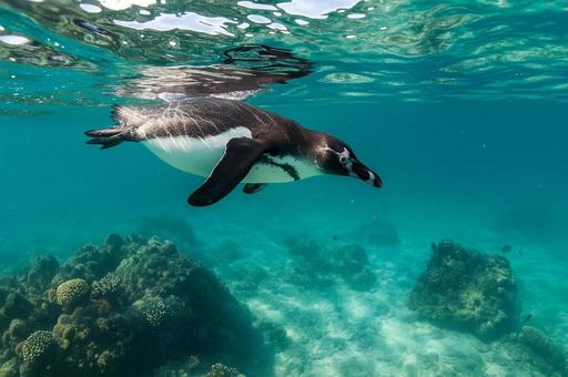 泳ぐペンギン 泳ぐペンギンの写真