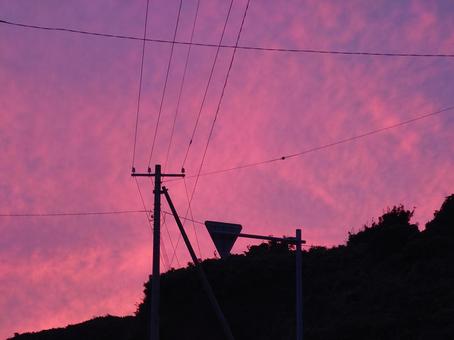 夕方の田舎の風景 夕方の田舎の風景 夕方,日没,夕焼け空の写真素材