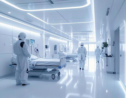 白い部屋の未来的な医療機関の写真