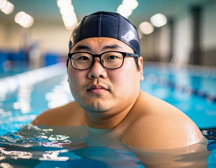 プールを楽しむ男性の写真