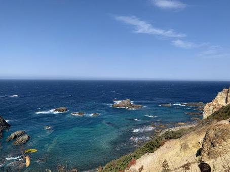 積丹ブルーの海 積丹,海,北海道の写真素材