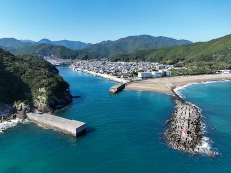徳島県美波町　日和佐川河口 日和佐川河口,日和佐川,河口の写真素材