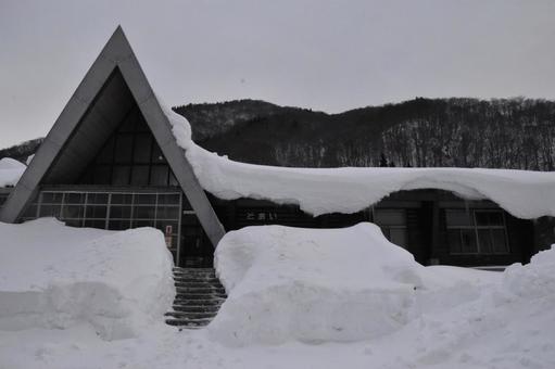 土合駅 山,極寒,背景の写真素材
