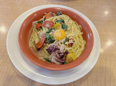 野菜パスタ 野菜パスタ パスタ,野菜,卵の写真素材