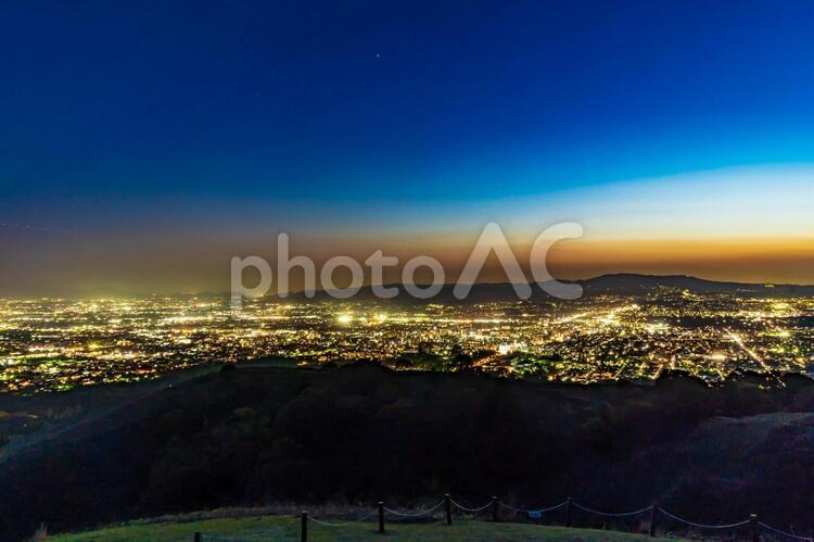 若草山からの奈良市内の夕景6 奈良,若草山,夕景の写真素材