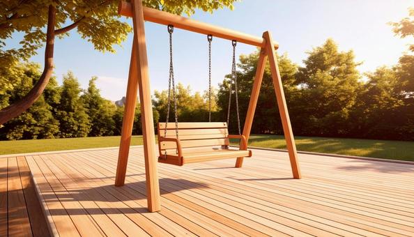 晴れた日の公園・誰もいないブランコ　の写真