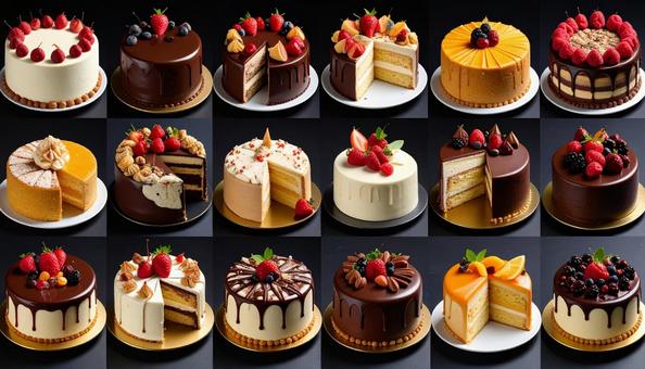 たくさんのケーキ たくさんのケーキの写真