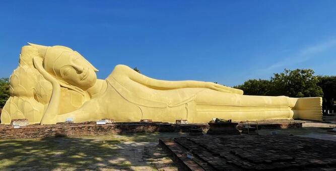 ワット・ロカヤスターラーム　正面 ワット・ロカヤスターラーム,寝釈迦仏,涅槃仏の写真素材