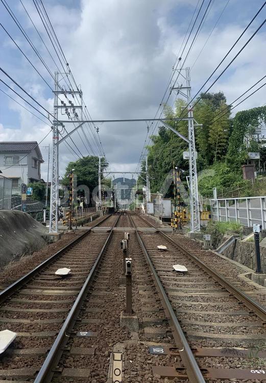 電車　線路のある景色 線路,鉄道,電車の写真素材