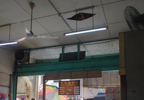 Photo, ceiling, ceiling fan, lattice, 