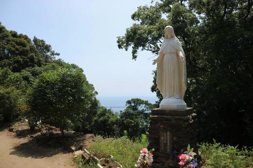 海の見える丘の聖母像 聖母マリア像,マリア像,聖母像の写真素材