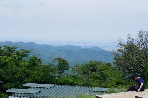 山 山 山,木,雲の写真素材