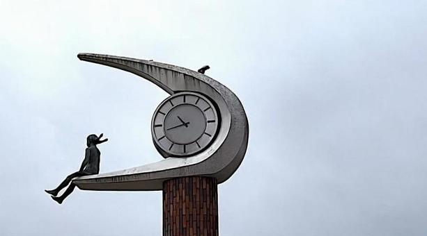 時計台 時計台,パネル,壊れたの写真素材