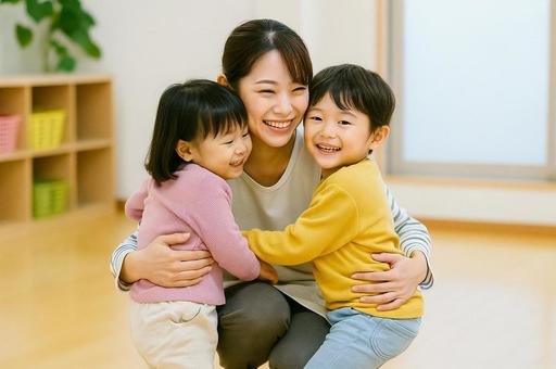保育士と園児 保育士と園児の写真