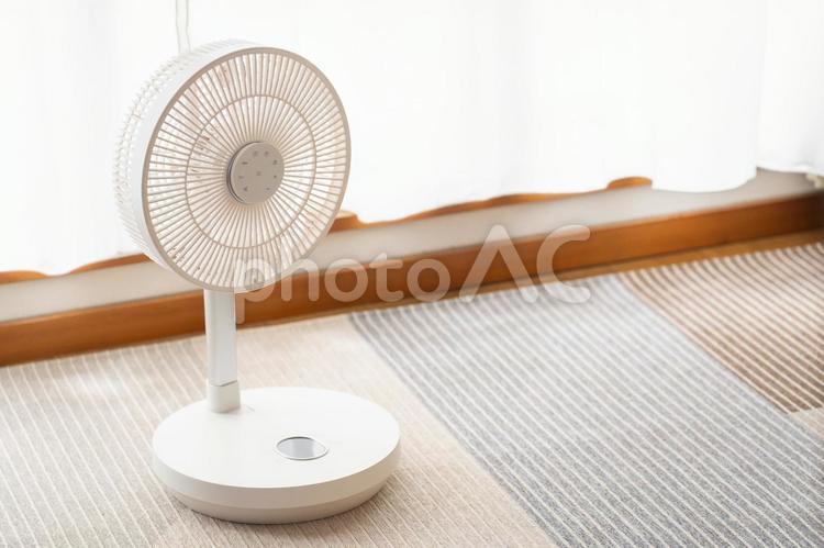 涼しげな白い扇風機がある生活風景 扇風機,家電,夏の写真素材