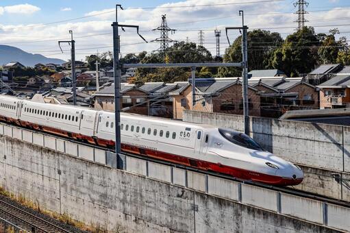 西九州新幹線　上り　武雄温泉行き 西九州新幹線,長崎新幹線,上りの写真素材