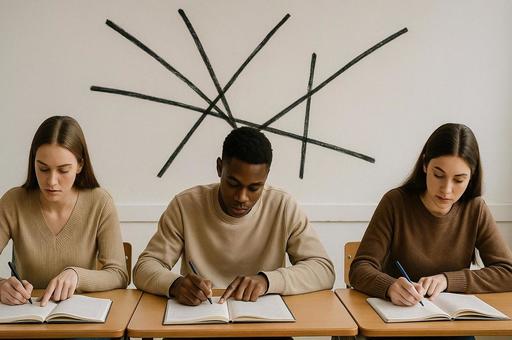 学生試験中の教室風景の写真