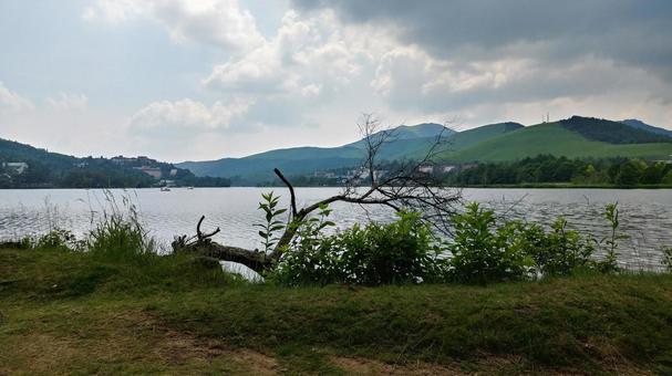 蓼科湖 蓼科湖 風景,山,自然の写真素材