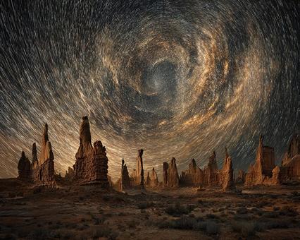 砂漠の幻想的な天の川 砂漠の幻想的な天の川の写真