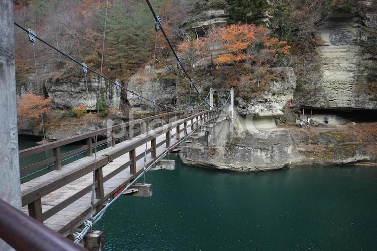 会津旅行　塔のへつり 塔のへつり,橋,観光名所の写真素材