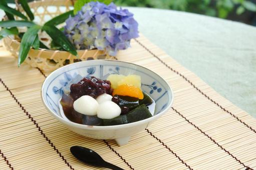 Photo, matcha shiratama anmitsu, matcha agar, agar, 