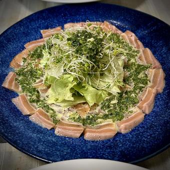 とろサーモンのカルパッチョ 旦那飯,男の料理,手料理の写真素材