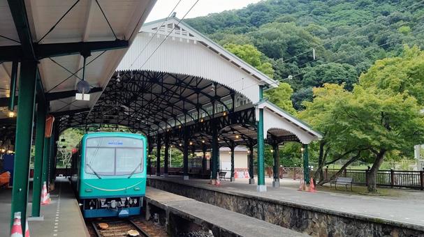叡山電鉄のデオ710形② 叡山電鉄のデオ710形② 八瀬比叡山口駅舎,駅舎,叡山電車の写真素材