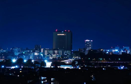 群馬県高崎市役所と街並みの夜景2 夜景,街並み,高崎市役所の写真素材