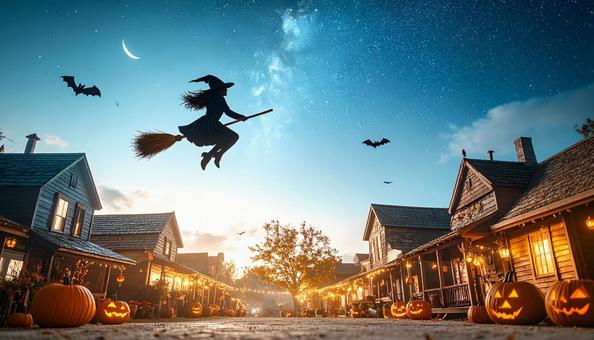 ハロウィン魔女のシルエット ハロウィン魔女のシルエットの写真