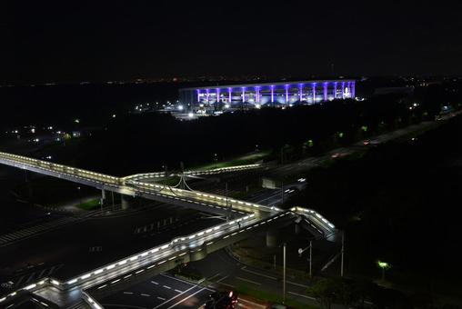 幕張マリンスタジアム付近(夜景) 幕張マリンスタジアム付近(夜景) zozoマリンスタジアム,幕張,歩道橋の写真素材