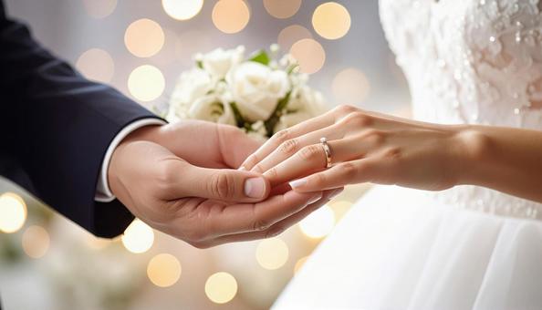 結婚指輪の交換手元のクローズアップ 結婚指輪の交換手元のクローズアップの写真